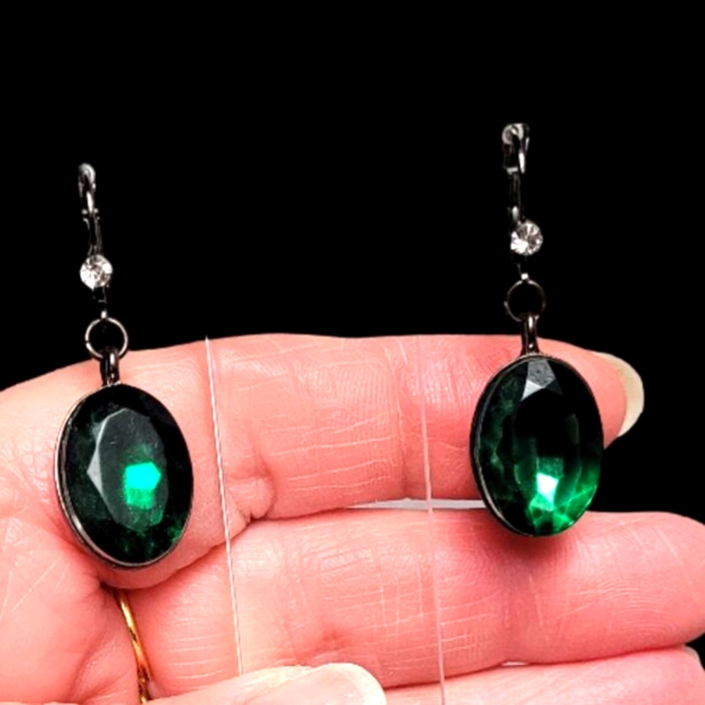 Vera Wang Green Faux Emerald Crystal Earrings